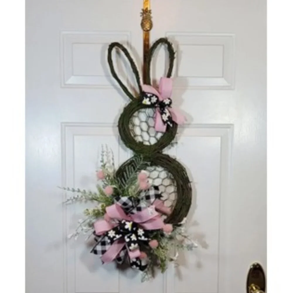 Mossy Grapevine Bunny Wreath, Mossy Rabbit Wreath,‎ Spring Easter Bunny Wreath